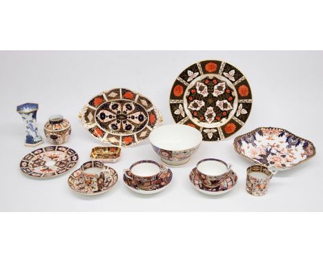 Royal Crown Derby - A collection of various pieces mostly Imari patterned to include; a footed first quality 1128 pattern dis