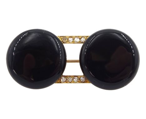 Early 20th century gold circular black onyx and rose cut diamond broochCondition Report:Approx 13.5gm, tested 20ct (possibly 