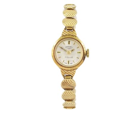 Rotary ladies 9ct gold manual wind wristwatch, on 9ct gold bracelet, hallmarkedCondition Report:Approx 8.35gm (excluding move