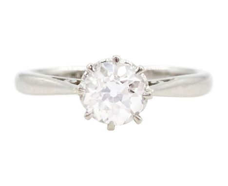 Platinum single stone old cut diamond ring, stamped, diamond approx 0.60 caratCondition Report:Approx 3.35gm, size I-J, diamo