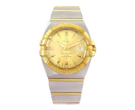 Omega Constellation gentleman's 18ct gold and stainless steel automatic Co-Axial chronometer wristwatch, champagne dial with 