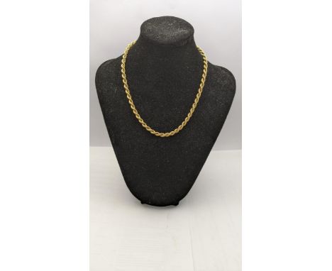 A 9ct gold  rope twist style necklace, total weight 8.2gLocation: 