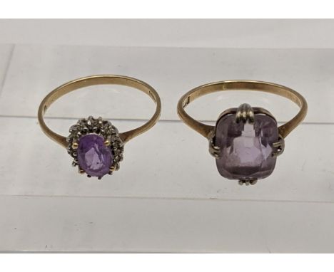 Two 9ct gold and amethyst rings total weight 4.3gLocation: 