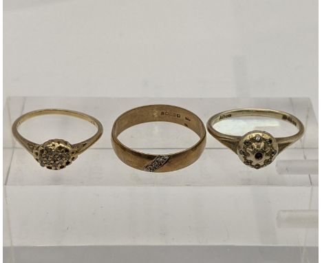 Three 9ct gold ring each set with diamonds 7gLocation: 