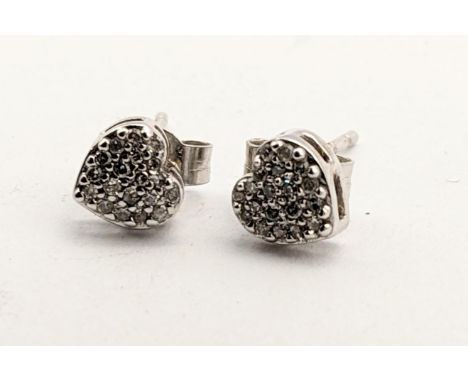 A pair of 9ct white gold diamond earrings 1gLocation: 