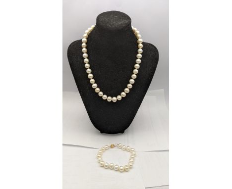 Pearl necklace & bracelet 585 gold claspLocation: 