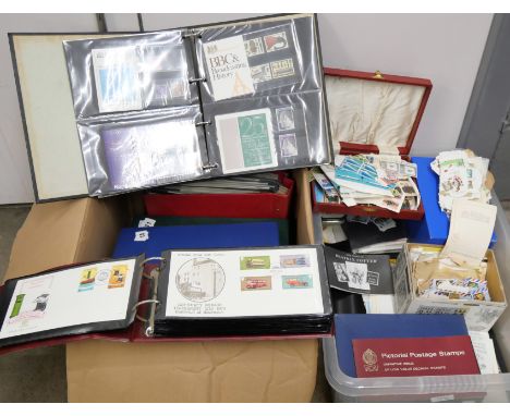 Two boxes of stamps, mainly first day covers, some signed (RNLI), early-mid 1970s, including Jersey, plus GB mint stamps, sam