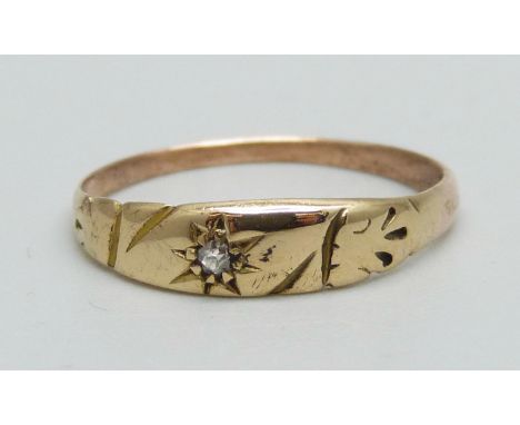 A vintage yellow metal and diamond ring, 1.6g, N 