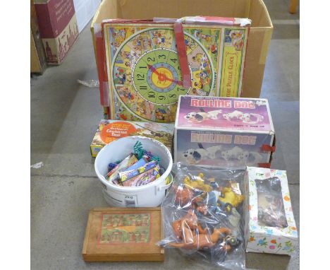 A Rolling Dog vintage toy, boxed, others include a boxed puzzle and a Scalecraft Centurion Tank 