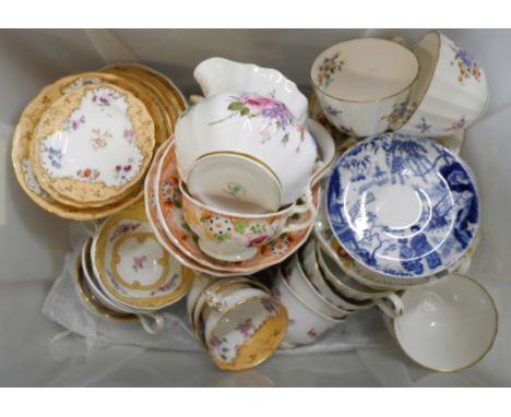 A box of decorative teawares including Royal Worcester Roanoke and Royal Crown Derby **PLEASE NOTE THIS LOT IS NOT ELIGIBLE F