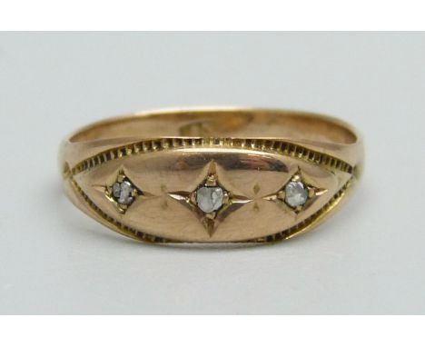 A vintage 15ct gold and diamond ring, 1.9g, M 
