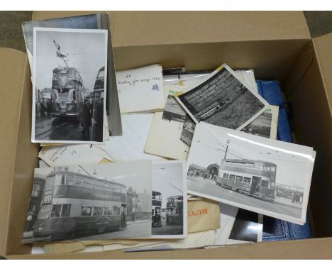 A collection of tram related vintage postcards, photographs, etc. 