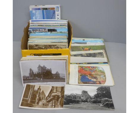 Postcards; a box of postcards, vintage to modern 