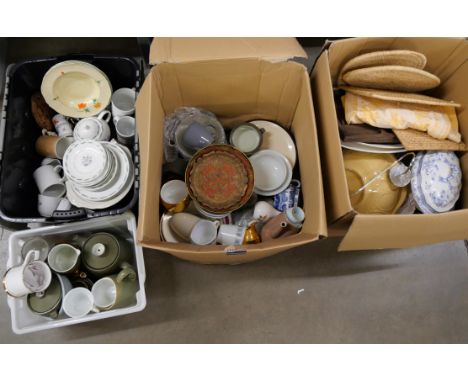 Three boxes of mixed china including Denby and Copeland Spode **PLEASE NOTE THIS LOT IS NOT ELIGIBLE FOR POSTING AND PACKING*