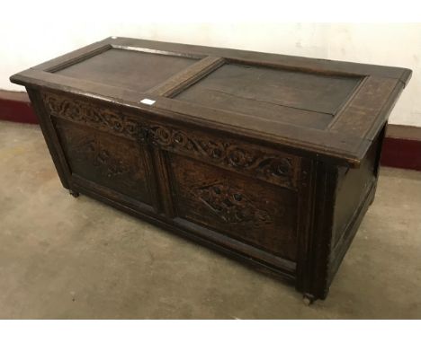A William III carved oak coffer 