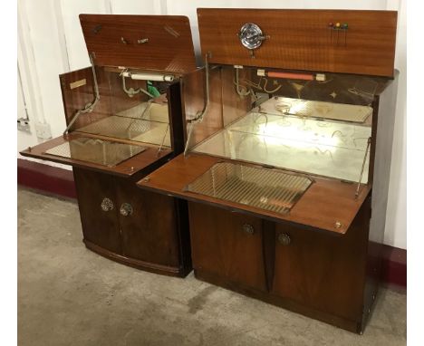 Two walnut cocktail cabinets 
