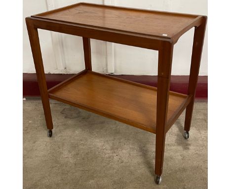 A teak two tier cocktail trolley 