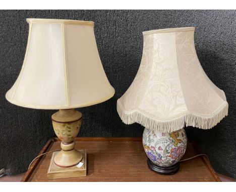 A Chinese porcelain table lamp and one other 
