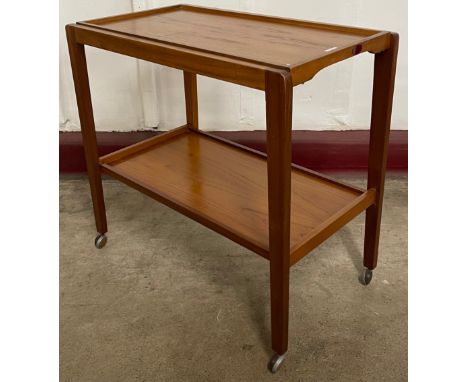 A Remploy teak two tier cocktail trolley 