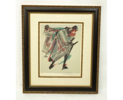 David Alfaro Siqueiros, Mexican (1896-1974) Color lithograph from the portfolio "Prison Fantasies" Porfolio 1. Signed in penc