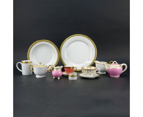 Grouping of Twenty Seven (27) Piece Porcelain Dinnerware. Includes: 3 dinner plates, 3 soup bowls, 6 cups, 8 saucers, 4 cream