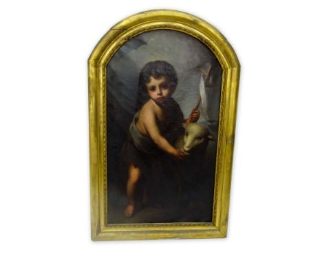 Late 18th or Early 19th Century Old Master Style "St. John the Baptist" Oil on Canvas Painting. Condition is consistent with 