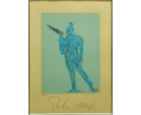 Peter Max, American (b 1937) "Circus Performer With Bird 1976" Lithograph Pencil Signed and Numbered 64/300. Stamp marks lowe