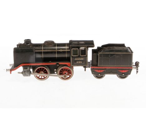 Märklin B-Dampflok R 890, Spur 0, Uhrwerk intakt, schwarz, mit Tender, Z 4