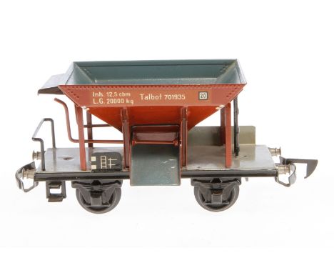 Märklin Schotterwagen 1767 K, Spur 0, HL, LS und gealterter Lack, L 16,5, sonst noch Z 2-3