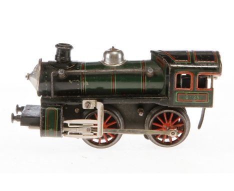Bub B-Dampflok, Spur 0, Uhrwerk intakt, grün/schwarz, mit Bremse und v+r, ohne Tender, LS tw ausgeb., Z 3