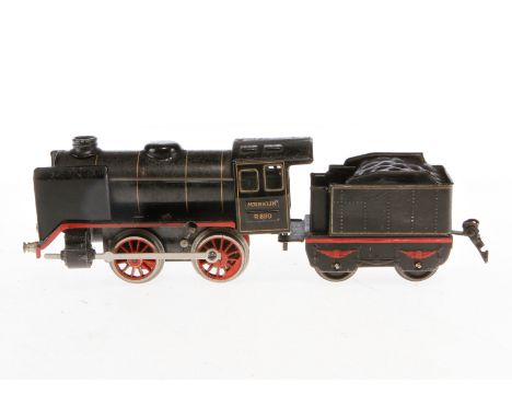 Märklin B-Dampflok R 880, Spur 0, Uhrwerk intakt, schwarz, mit Tender, LS und gealterter Lack, Z 3