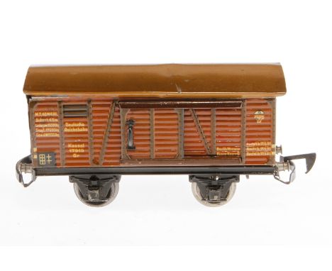 Märklin ged. Güterwagen 1781 K, Spur 0, CL, mit 2 ST und automat. Kupplung, versch. Radsätze, Dach tw verdellt, LS und gealte