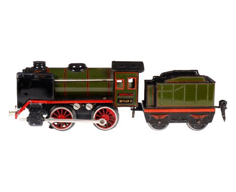 Märklin B-Dampflok R 12880, Spur 0, elektr., oliv/schwarz, mit Tender, kW und 1 el. bel. Stirnlampe, LS tw ausgeb., gealterte