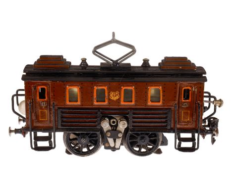 Märklin E-Lok RS 13030, Spur 0, elektr., braun, mit 1 el. bel. Stirnlampe und seitl. Kühlschlangen, Pantograph und Halteblech