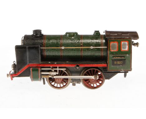 Märklin B-Dampflok R 920, Spur 0, Uhrwerk intakt, grün/schwarz, ohne Tender, Z 4