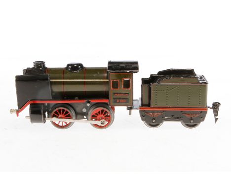 Märklin B-Dampflok R 880, Spur 0, Uhrwerk intakt, oliv/schwarz, mit Tender, LS, Z 3