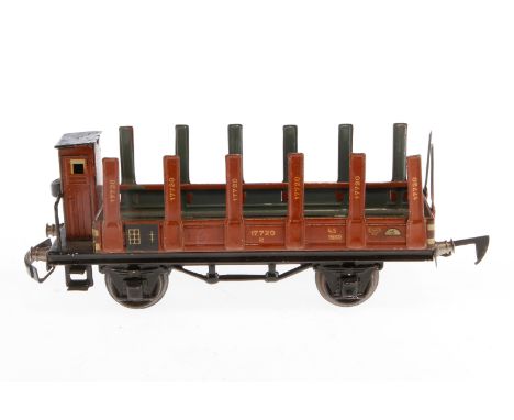 Märklin Rungenwagen 1772 K, Spur 0, CL, mit BRH und automat. Kupplung, 1 Puffer und 1 Stück von Bohle fehlen, LS tw ausgeb., 