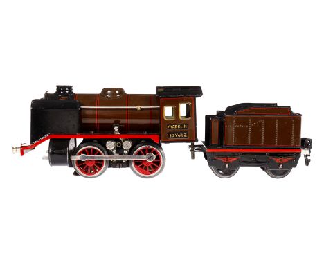Märklin B-Dampflok R 12890, Spur 0, elektr., braun/schwarz, mit Tender, gW und 1 el. bel. Stirnlampe, LS tw ausgeb., gealtert