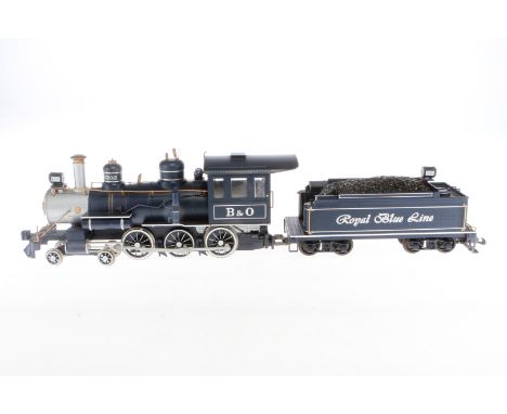 Bachmann 2-C Schlepptenderlok 1332 BO, Spur G, blau/silber, Glocke fehlt, Alterungs- und Gebrauchsspuren, Z 3