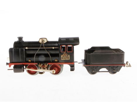 Fleischmann B-Dampflok, Spur 0, elektr., schwarz, mit Tender und 2 el. bel. Stirnlampen, LS, Z 4