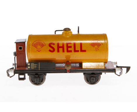 Märklin Shell Kesselwagen 1774 K, Spur 0, HL, mit BRH und automat. Kupplung, LS und gealterter Lack, L 18,5, sonst Z 2