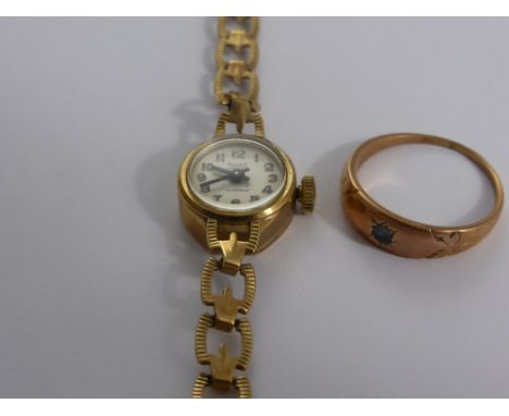 A Collection of Miscellaneous Jewellery including 9 ct gold and blue stone ring together with a 9 ct gold Rone vintage wrist 