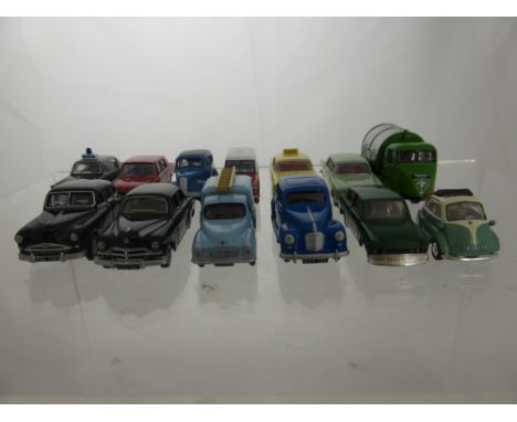 Collection of Thirteen 1:76th or "00" Scale Classic Cars and Vehicles from the 1950's and 60's, including Scammel, Ford, Vaux