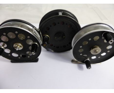 A Miscellaneous Collection of Vintage Fly Reels including two Strike Right, 1 Duracast De Luxe, Pridex, J W Young & Sons Salm