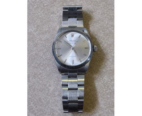 A Gentleman's Vintage Rolex, Stainless Steel Oyster Perpetual AirKing Precision, the watch having a silvered face with baton 