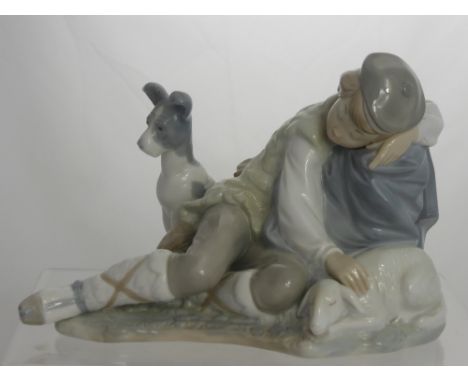 A Nao Study of a Shepherd and His Dog Asleep, impressed marks to base FM, 20 cms high. 