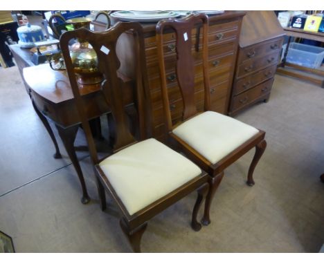 A Reproduction D-end loose leaf Mahogany Dining Table on turned column support with lion claw feet together with six high bac