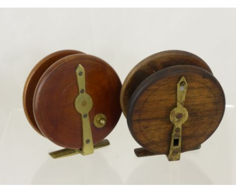 A Vintage Brass and Wooden Fly Salmon Reel.
