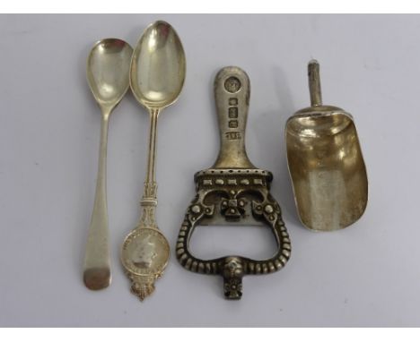 Miscellaneous Silver, including a Georgian caddy spoon circa 1813, two silver commemorative spoons and a silver bottle opener