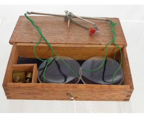 Vintage Apothecary Scales, together with a quantity of weights, in the original box.